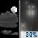 Tonight: A 30 percent chance of rain after 5am.  Increasing clouds, with a low around 47. South southwest wind 5 to 7 mph becoming calm  in the evening. 
