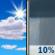 Saturday: A 10 percent chance of showers after 4pm. Partly sunny, with a high near 59. Saturday: A 10 percent chance of showers after 4pm. Partly sunny, with a high near 59.