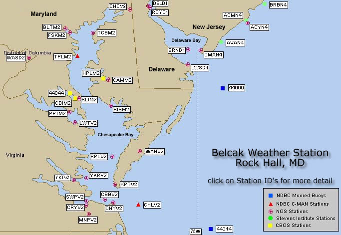 Mesomap of nearby weather buoys