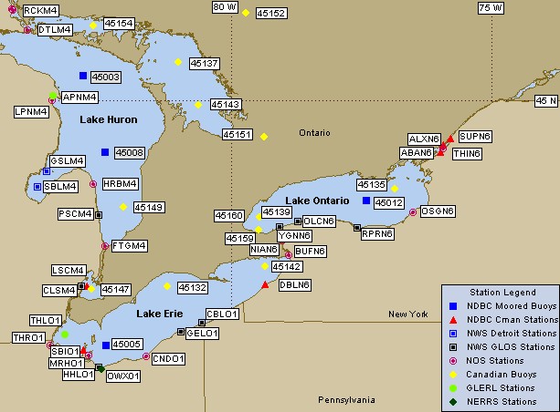 Mesomap of nearby weather buoys