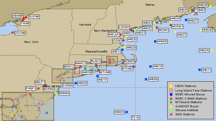 Mesomap of nearby weather buoys