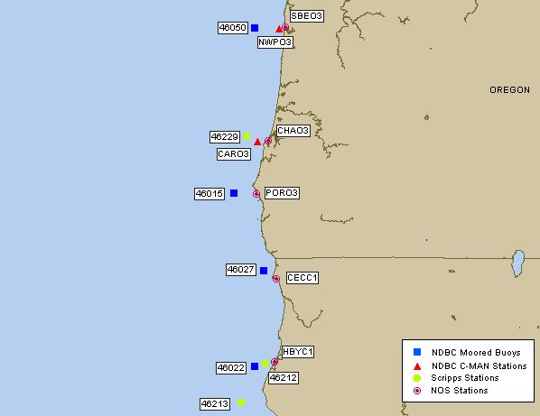 Mesomap of nearby weather buoys