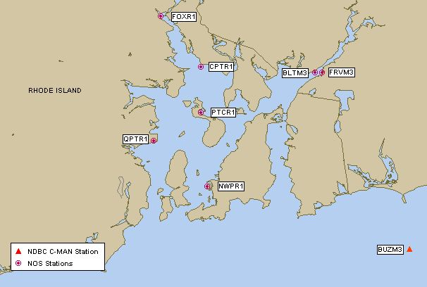 Mesomap of nearby weather buoys