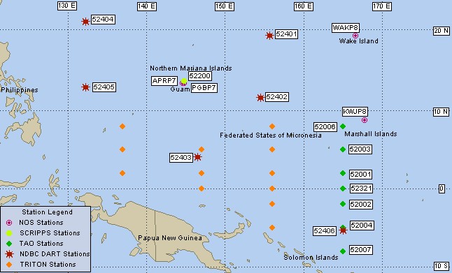 Mesomap of nearby weather buoys