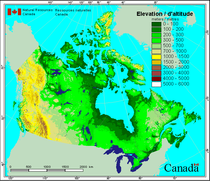 Canada Elevation Map