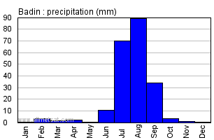 Badin Pakistan Annual Yearly Monthly Rainfall Graph