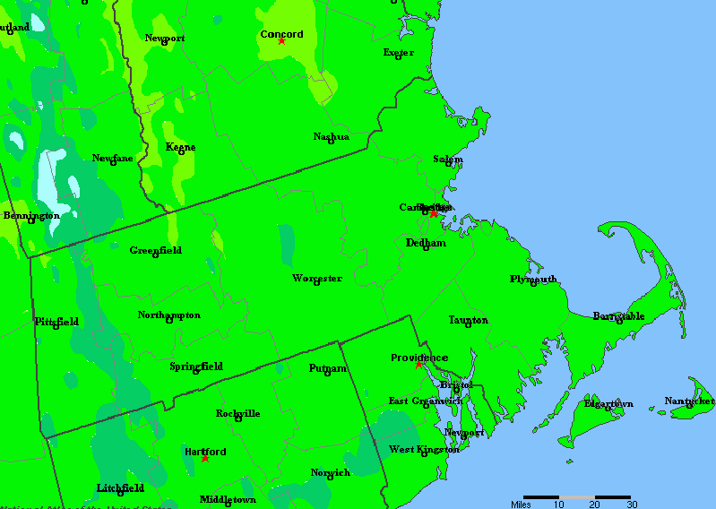 The State of Massachusetts Yearly Average Precipitation