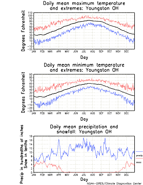 Youngston, Ohio Annual Temperature Graph