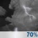 Tonight: Showers and thunderstorms likely before 10pm, then a slight chance of showers between 10pm and 11pm.  Mostly cloudy during the early evening, then gradual clearing, with a low around 50. Northwest wind 6 to 10 mph, with gusts as high as 20 mph.  Chance of precipitation is 70%. New precipitation amounts between a half and three quarters of an inch possible. 