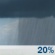 Today: A 20 percent chance of showers.  Cloudy, with a high near 81. East wind 6 to 8 mph. 