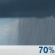 Today: Showers likely and possibly a thunderstorm.  Mostly cloudy, with a high near 82. East wind around 10 mph.  Chance of precipitation is 70%. New rainfall amounts between a tenth and quarter of an inch, except higher amounts possible in thunderstorms. 