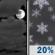 Sunday Night: A 20 percent chance of snow after midnight.  Mostly cloudy, with a low around 7.