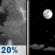 Monday Night: A 20 percent chance of showers and thunderstorms before midnight.  Partly cloudy, with a low around 61. South wind 5 to 10 mph, with gusts as high as 15 mph. 