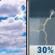 Friday: A 30 percent chance of showers and thunderstorms after noon.  Partly sunny, with a high near 76. Breezy, with a light and variable wind becoming west southwest 15 to 20 mph in the morning. Winds could gust as high as 36 mph. 