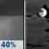 Monday Night: A 40 percent chance of showers and thunderstorms, mainly between 8pm and midnight.  Mostly cloudy, with a low around 43. West wind 5 to 8 mph becoming calm  in the evening. 