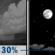 Monday Night: A 30 percent chance of showers and thunderstorms before 8pm.  Mostly clear, with a low around 38.