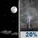 Tonight: A slight chance of showers before 3am, then a slight chance of showers and thunderstorms between 3am and 5am.  Partly cloudy, with a low around 43. West southwest wind 5 to 11 mph becoming east northeast after midnight. Winds could gust as high as 20 mph.  Chance of precipitation is 20%.