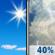 Sunday: A 40 percent chance of showers and thunderstorms, mainly between noon and 5pm.  Mostly sunny, with a high near 69. Light and variable wind becoming northwest 5 to 10 mph in the morning. Winds could gust as high as 20 mph. 