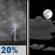 Tuesday Night: A slight chance of showers and thunderstorms before 9pm, then a slight chance of showers between 9pm and midnight.  Partly cloudy, with a low around 39. West wind around 6 mph becoming calm  in the evening. Winds could gust as high as 15 mph.  Chance of precipitation is 20%.