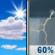 Thursday: Showers and thunderstorms likely after noon.  Partly sunny, with a high near 75. Chance of precipitation is 60%.