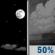 Tuesday Night: A 50 percent chance of showers and thunderstorms after midnight.  Partly cloudy, with a low around 55. Southeast wind 5 to 7 mph becoming calm  in the evening. Winds could gust as high as 20 mph. 