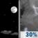 Tuesday Night: A 30 percent chance of showers and thunderstorms after midnight.  Partly cloudy, with a low around 55. Southeast wind 5 to 7 mph becoming calm  in the evening. Winds could gust as high as 20 mph. 