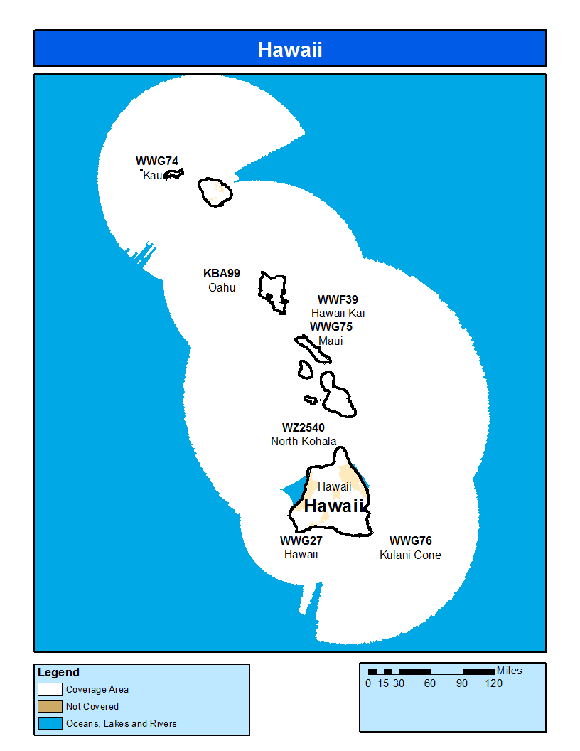 Hawaii Weather Radio Coverage Map